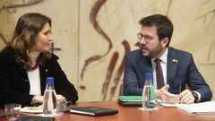 El presidente de la Generalitat, Pere Aragons, y la consejera de Presidencia, Laura Vilagr, durante la reunin semanal del Gobierno cataln 
