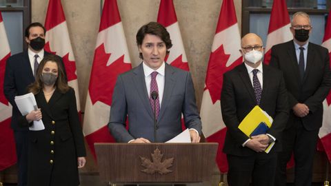 El primer ministro de Canadá Justin Trudeau, en una rueda de prensa