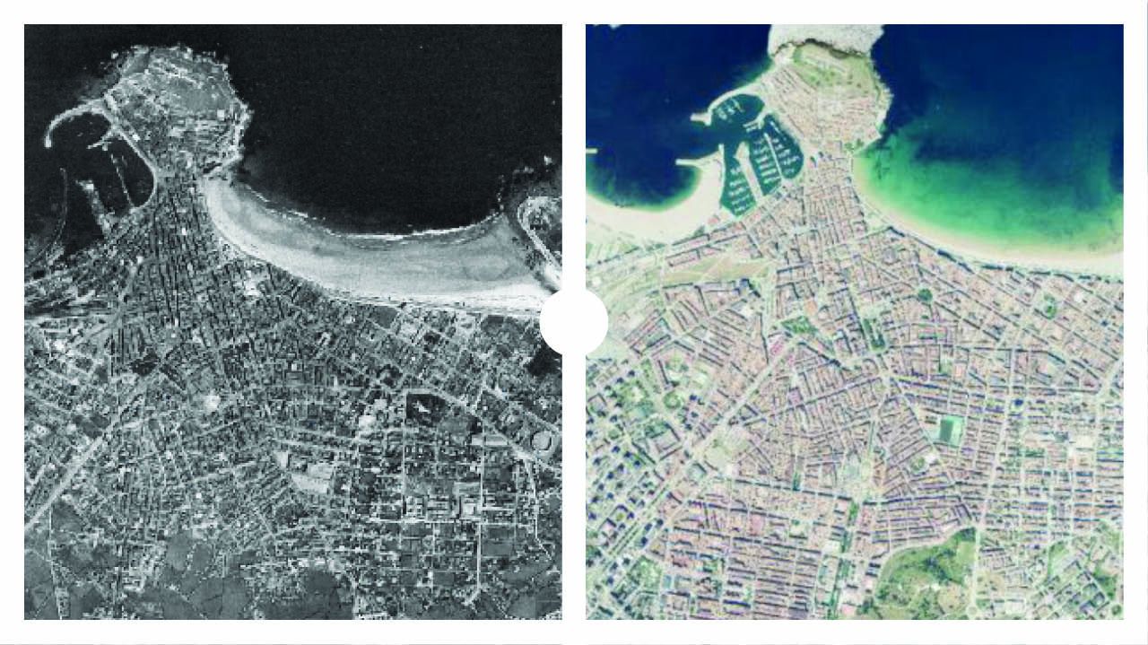 As� era Gij�n en 1956 y en 2019, seg�n datos del Instituto Geogr�fico Nacional (IGN)