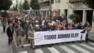 Manifestacin de bomberos por el centro de Oviedo en protesta por la sentencia que considera que la muerte de su compaero Eloy Palacio, el 7 de abril de 2016, se debi a una imprudencia temeraria