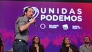 En primer trmino, Pablo Iglesias durante un acto de Unidas Podemos