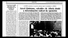 Detalle de una pgina de La Voz de 1989 que relata el camino de liderazgo de Quintana en Allariz, en un tenso pulso que lo llevara meses despus a la alcalda
