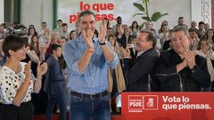 Snchez con Isabel Rodrguez y Page en un acto electoral celebrado en Puertollano, en Ciudad Real