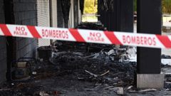 Zona quemada en el local comercial de Alcorcn.