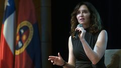 La presidenta de la Comunidad de Madrid, Isabel Daz Ayuso, ofrece un discurso en la Universidad de los Andes, en la comuna de Las Conds, en Santiago de Chile.