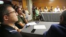 Jose Asprez, en primer trmino, durante la sesin constituyente de la Mancomunidade do Salns celebrada hoy en Cambados