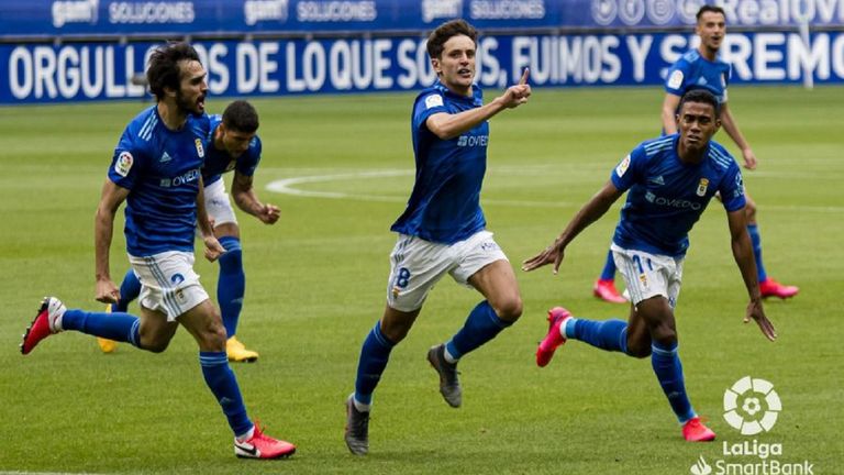 Sangalli celebra el 2-1 ante Las Palmas