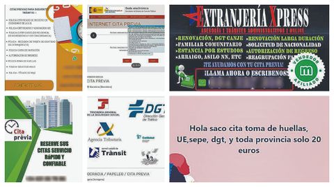 Anuncios en los que se ofrece la tramitación de citas