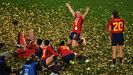 Celebración de la selección española femenina de fútbol tras ganar el Mundial