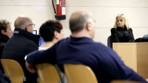 María del Pilar Fernández, al fondo, durante el juicio celebrado en la sección sexta de la Audiencia Provincial de A Coruña.