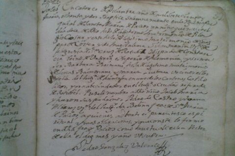 Acta bautismal de 1780 donde se anot el nacimiento y sus padres.