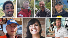 De izquierda a derecha:�Saif Issam Abu Taha (Palestina, 25 a�os),�John Chapman (Reino Unido, 57 a�os),�James Kirby (Reino Unido, 47 a�os), Jacob Flickinger (Estados Unidos y Canad�, 33 a�os) ,�Damian S�bol (Polonia, 35 a�os),�Lalzawmi Frankcom (Reino Unido, 33 a�os) y�James Henderson (Reino Unido, 33 a�os)