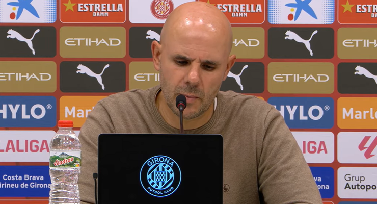 Fredi �lvarez, durante la rueda de prensa posterior al Girona-Celta Fortuna.