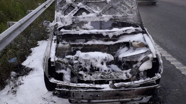 Turismo incendiado en Avilés