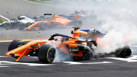 El coche de Alonso, tras el accidente