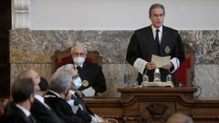El presidente del Tribunal Superior de Xustiza, este viernes en A Corua durante su discurso de apertura del ao judicial en Galicia