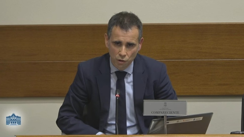 El director general de Estrategia Digital e Inteligencia Artificial, Javier Fern�ndez, durante su comparecencia hoy en la Junta General.