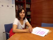 Avia Veira, concejala del BNG, durante la rueda de prensa sobre Tranv�as