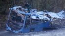 Estado en el que quedó el bus tras el accidente en Cercedo-Cotobade