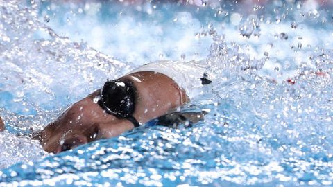 Andreina Pino de Venezuela compite en la prueba 400 metros libres de natacin femenina en los XVIII Juegos Bolivarianos