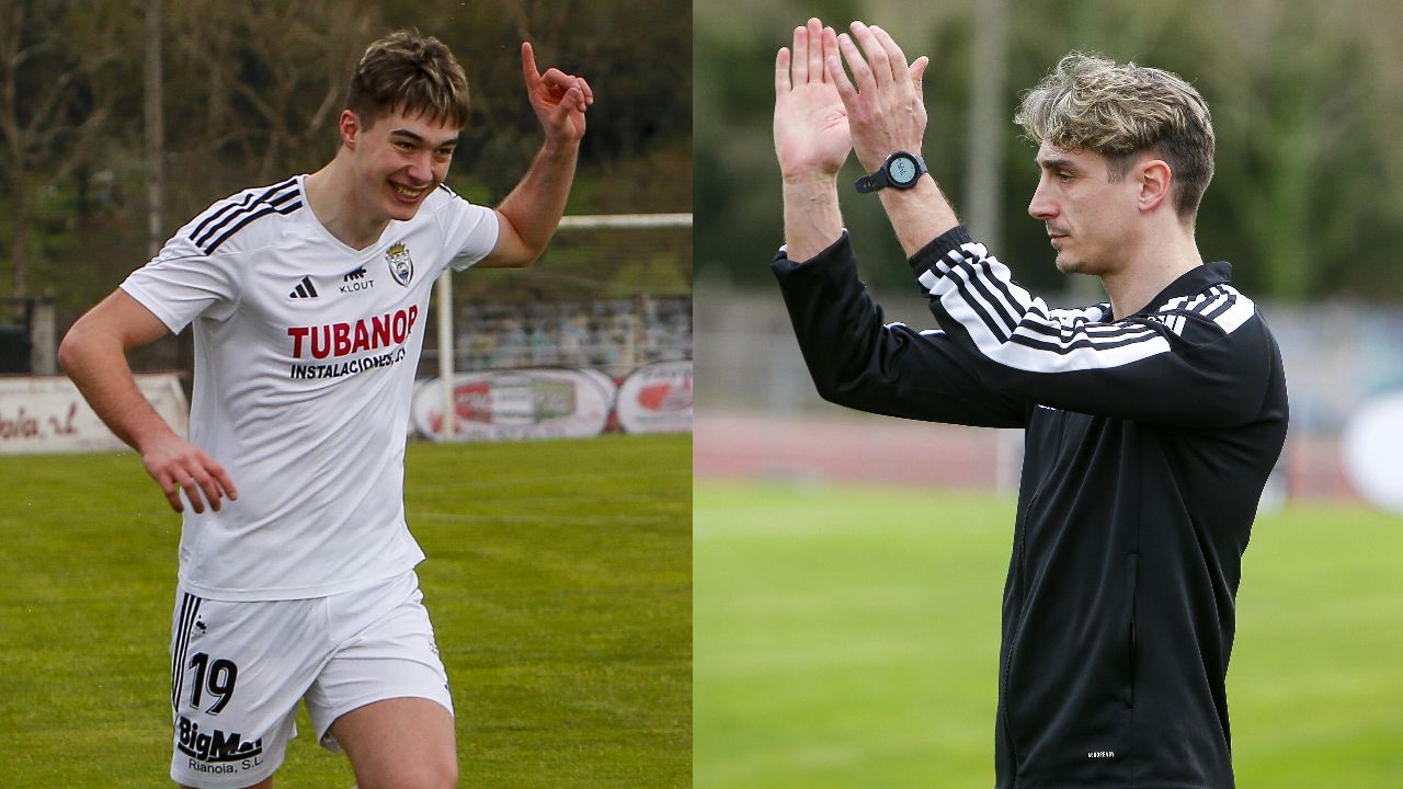 El exdeportivista Iván Carril en el banquillo y su hermano Iker en la