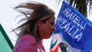La candidata del ultraderechista Hermanos de Italia, Giorgia Meloni, este viernes, en su mitin de cierre de campaña en Nápoles