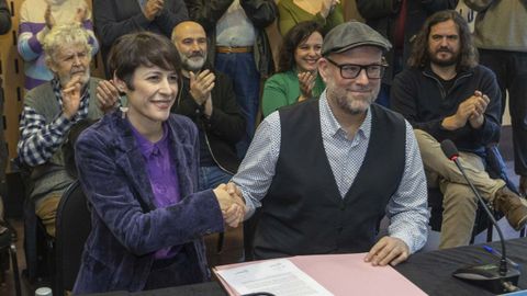 Ana Pontón y Martiño Noriega, tras la firma del documento de colaboración