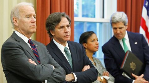 Joe Biden junto a Tony Blinken, Susan Rice y John Kerry en una imagen del 2013, cuando ocupaba el cargo de vicepresidente