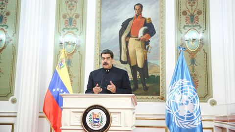 Nicolás Maduro intervino el jueves desde el palacio de Miraflores en la Asamblea General de la ONU