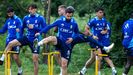 Los jugadores del Real Oviedo, en El Requex�n