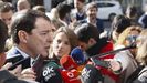 El presidente de Castilla y Len, Alfonso Fernndez Maueco, realiza declaraciones a la prensa a su llegada a la Junta Directiva Nacional del PP,