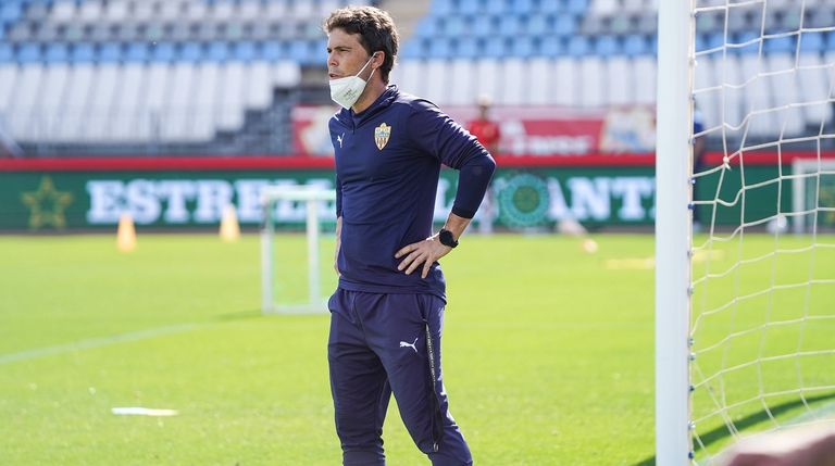 Rubi, en un entrenamiento con el Almería