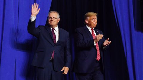 Trump, junto al primer ministro australiano, Scott Morrison, en un acto en Ohio