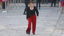 Llegada a los juzgados de Tui del detenido por el accidente mortal de o Rosal en el que falleció un motorista.