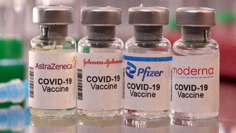 Viales de las cuatro vacunas principales contra el covid administradas en Europa