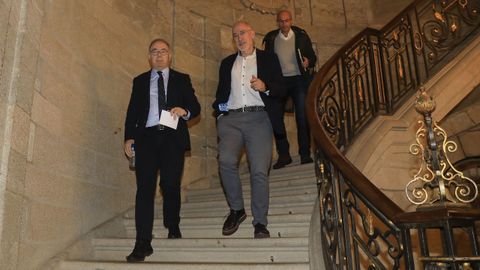 Sánchez Bugallo, esta mañana en compañía de Sindo Guinarte (en primer término) y Gonzalo Muíños