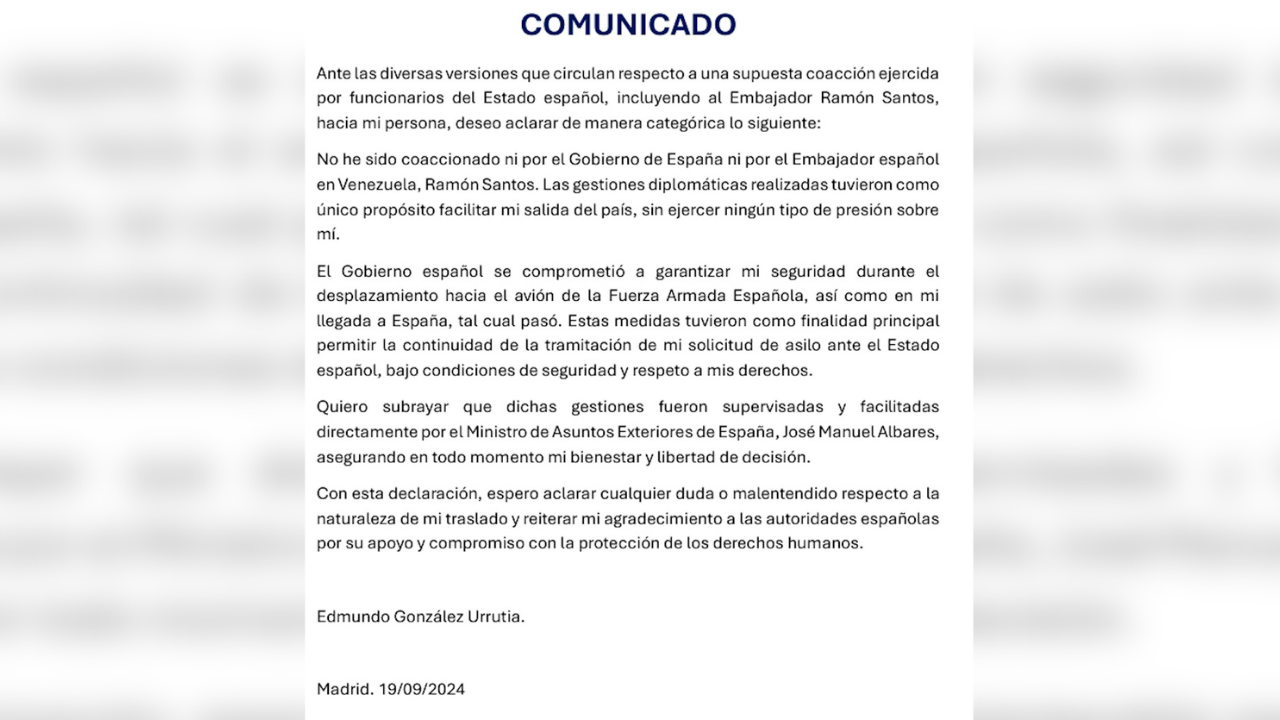 Edmundo González aclara que no fue coaccionado por el Gobierno de ...