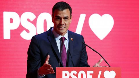 | EFE.Snchez, durante la presentacin de la campaa del PSOE para las elecciones generales del 28 de abril