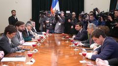 Boric, durante la reunin con la directiva de Chile Vamos