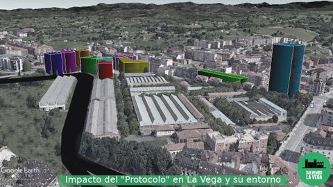 Infografía de la construcción de viviendas en La Vega, Oviedo