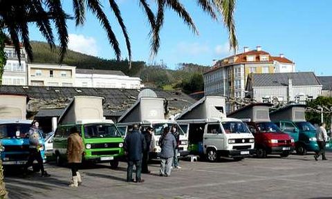 Concentración de caravanas del Clube Camper Galicia en Cariño, en la romería de San Xiao de 2012.