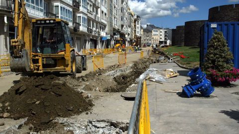 Obras en la Ronda da Muralla en el 2003