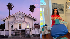 A la izquierda, la casa indiana del a�o 1898 reconvertida en cl�nica dental; a la derecha, la doctora Mar�a Soto.