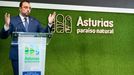 El presidente del Principado de Asturias, Adrián Barbón (2i), asiste al Día de Asturias que se celebra, este jueves, en Fitur
