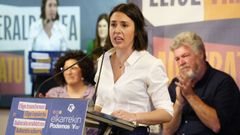 La candidata de Podemos a las elecciones europeas, Irene Montero, en un acto en Bilbao el pasado 4 de abril.