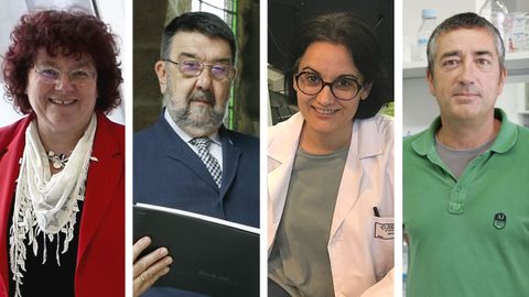 De izquierda a derecha: �frica Gonz�lez, inmun�loga; Juan Gestal, m�dico; Mar�a May�n, investigadora en A Coru�a, y Jos� Mart�nez, vir�logo
