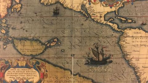 Detalle del mapa Maris Pacifici (1589) de Abraham Ortelius, que se conserva en el Museo Naval de Madrid