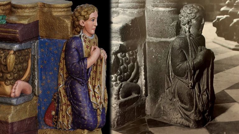 A restauración virtual da estatua do Mestre Mateo «permite facer unha viaxe mental e emocional á realidade medieval»