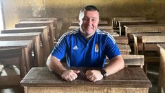 Iv�n Palacios, en uno de sus viajes con el Real Oviedo