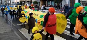 Varios grupos de las comarcas de Arza, Melide o Santiago participaron en el desfile. 